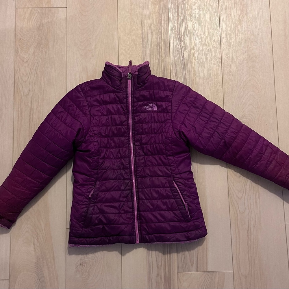 Girls large North Face reversible jacket.